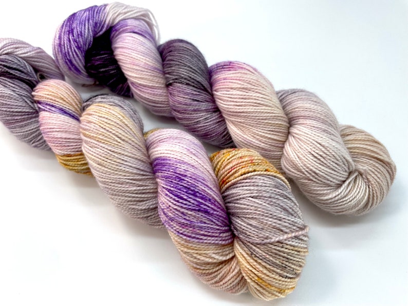 Birthstone Collection FEBRUARY-AMETHYST,4 Base Options, Speckled,Variegated, Indie Dyer, Lavender, Purple, Pink, Toffee, Grey,Hand Dyed Yarn Platinum DK