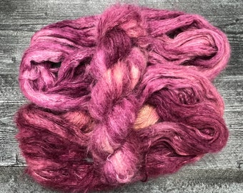 ZINFANDEL, Nuvola DK, Fluffy, Baby Suri, Silk,  Indie Dyer, Variegated,Pink, Peach, Hand Dyed Yarn