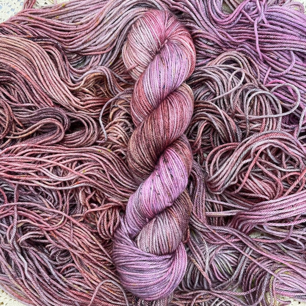 RAZZMIC BERRY, DK, Superwash Merino Wool, Silk, Indie Dyer, Mauve, Purple,  Pink, Hand Dyed Yarn