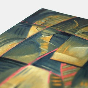 MANUELA - Grün und Gelb, lebendige Ölgemälde auf Leinwand - Dynamisches geometrisches Portrait - Handgemachte moderne Wandkunst mit satten Farben