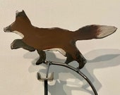 Kinetic Sculpture - hand made - metal - rustic patina- fox -hare- rabbit -motion