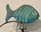 Kinetic Sculpture - hand made - metal - rustic patina - fun art - fish - motion