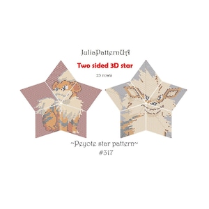 Pocket monster 3D Two sided peyote star pattern PDF Beaded star pattern Cartoon characters DIY Puffy star Warped square seed bead patterns