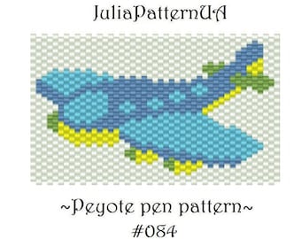 Airplane Peyote pen wrap patterns PDF Beaded pen cover patterns for G2 pilot DIY Seed bead patterns