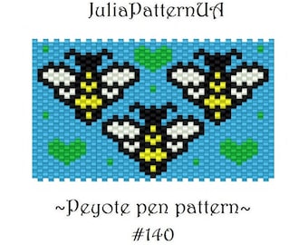 Bee Peyote pen cover patterns Beaded pen wrap patterns for G2 pilot DIY Seed bead patterns
