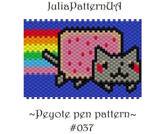 Rainbow cat Peyote pen cover patterns Beaded pen wrap patterns for G2 pilot DIY Seed bead patterns
