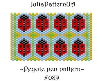 Ladybug Peyote pen wrap patterns PDF Insect Beaded pen cover patterns for G2 pilot DIY Odd count peyote seed bead patterns