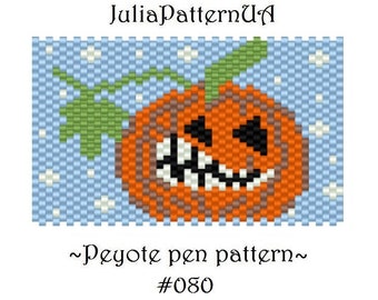 Pumpkin Peyote pen wrap patterns PDF Halloween ornament Beaded pen cover patterns for G2 pilot DIY Seed bead patterns