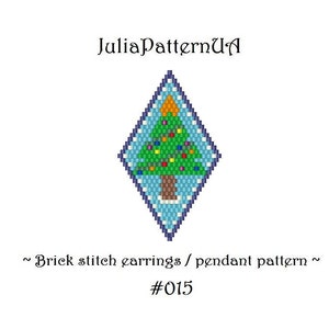 Christmas tree Brick stitch earrings pattern Peyote earrings DIY Pendant necklace Seed bead patterns