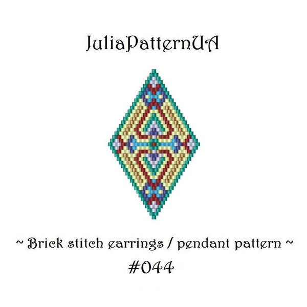 Ethnic Brick stitch earrings pattern PDF Beaded earrings patterns DIY Pendant necklace Seed bead patterns