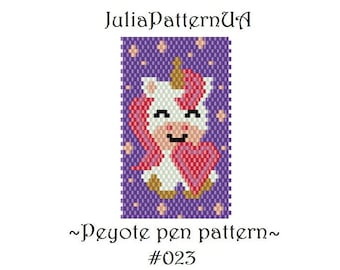 Unicorn beading pattern Peyote pen cover patterns Beaded pen wrap patterns for G2 pilot Seed bead patterns