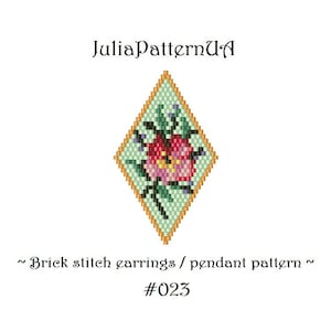 Floral beaded earrings pattern Brick stitch pattern earrings Peyote earrings Seed bead patterns