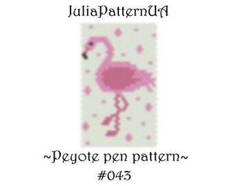Pink flamingo Beaded pen wrap patterns Bird G2 beaded pen cover Peyote beading patterns Miyuki delica beads 11 Seed bead patterns