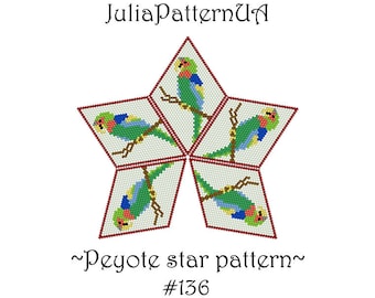 Parrot 3D Peyote star pattern Bird Beaded star pattern DIY Warped square pattern Seed bead patterns