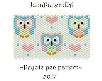 Owl peyote pattern Beaded pen cover pattern Peyote pen wraps pattern for G2 pilot Seed bead patterns