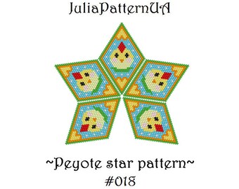 Yellow chicken Peyote star pattern PDF Easter ornament 3D Beaded star pattern DIY Warped square seed bead patterns Peyote stitch puffy star
