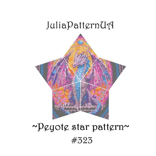 Dragon 3D Peyote star pattern PDF Fantasy animal Beaded star pattern DIY Warped square pattern Puffy star Seed bead patterns