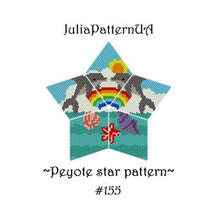 Rainbow and Dolphins 3D Peyote star pattern Ocean Beaded star pattern DIY Warped square pattern Seed bead patterns