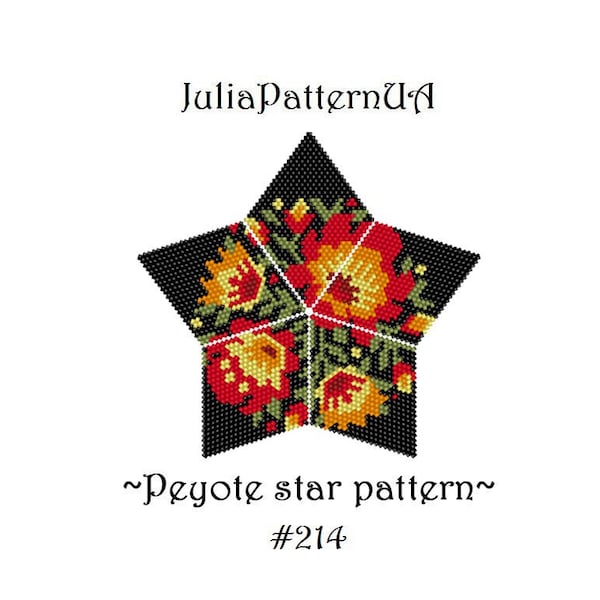 Polish folk ornament Peyote star pattern Flower 3D Beaded star pattern DIY Warped square pattern Seed bead patterns