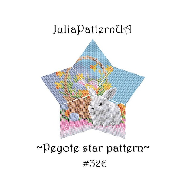 Easter bunny 3D Peyote star pattern PDF Basket of eggs Daffodil Beaded star pattern DIY Warped square pattern Puffy star Seed bead patterns