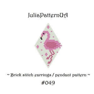 Flamingo earrings Brick stitch earring pattern Peyote pendant pattern Peyote beading patterns Miyuki delica beads 11 Seed bead patterns