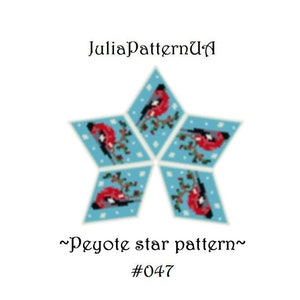 Bullfinch bird 3D peyote star pattern Peyote beading patterns Beaded star patterns Christmas ornament Miyuki delica beads Seed bead patterns