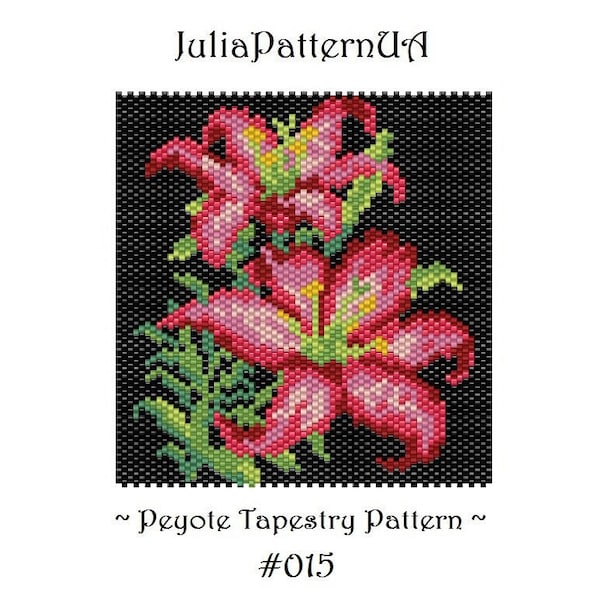 Pink lily Peyote tapestry pattern PDF Flower Small beaded tapestry patterns DIY Seed bead patterns