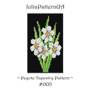 Daffodil Peyote tapestry pattern PDF Narcissus Beaded tapestry pattern Floral tapestry DIY Odd count peyote stitch Seed bead patterns