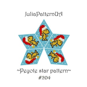 Yellow bird 3D Peyote star pattern PDF Christmas cartoon characters Beaded star pattern DIY Warped square pattern Seed bead patterns