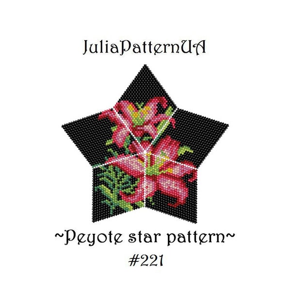 Pink lily Peyote star pattern Flower 3D Beaded star pattern DIY Warped square pattern Seed bead patterns