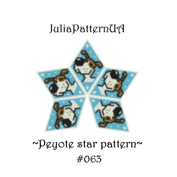 Jack Russell terrier 3D Peyote star pattern PDF Dog Beaded star pattern DIY Warped square pattern Puffy star Seed bead patterns