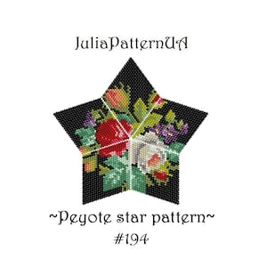 Violets Red and white roses Peyote star pattern Flower 3D Beaded star pattern DIY Warped square pattern Seed bead patterns