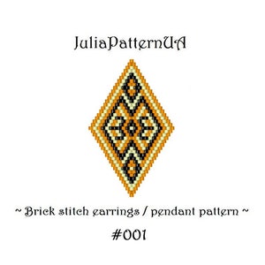 Brick stitch earrings pattern Rhombus earrings bead Peyote earrings Seed bead patterns