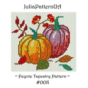Pumpkin Peyote tapestry pattern PDF Autumn vegetable Beaded tapestry patterns DIY Seed bead patterns Odd count peyote stitch