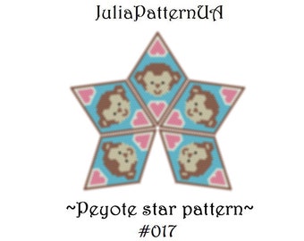 Monkey 3D peyote star pattern Peyote beading patterns Beaded star patterns Miyuki delica beads 11 Seed bead patterns