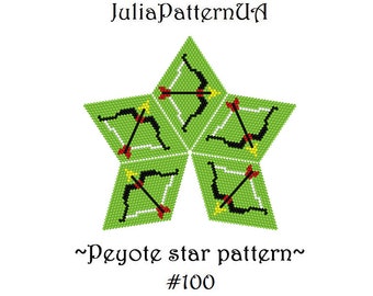 Archery bow 3D Peyote star pattern PDF Archery target Beaded star pattern DIY Warped square seed bead patterns Peyote stitch puffy star