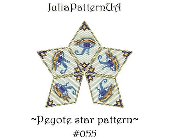 Egyptian eye of horus 3D Peyote star pattern PDF Beaded star pattern DIY Warped square pattern Peyote stitch puffy star Seed bead patterns