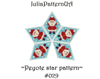 Santa Claus 3D peyote star pattern Peyote beading patterns Beaded star patterns Miyuki delica beads Seed bead patterns Christmas ornament