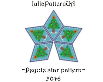 Christmas tree  3D Peyote star pattern PDF Beaded star pattern Warped square seed bead patterns Peyote stitch puffy star