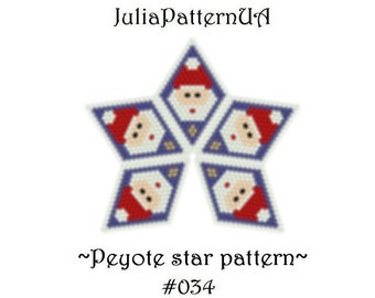 Santa Claus 3D peyote star pattern Peyote beading patterns Beaded star patterns Christmas ornament Miyuki delica beads 11 Seed bead patterns