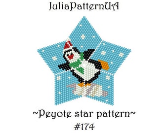 Christmas penguin Peyote star pattern 3D Beaded star pattern DIY Warped square pattern Seed bead patterns