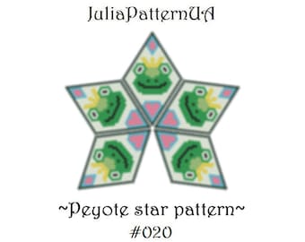 Princess frog 3D peyote star pattern Peyote beading patterns Beaded star patterns Miyuki delica beads 11 Seed bead patterns