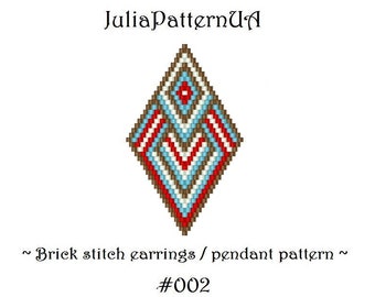 Native beaded earrings patterns PDF Ethnic brick stitch earrings pattern DIY Pendant necklace Seed bead patterns