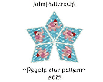Pink elephant in a hat 3D Peyote star pattern PDF Christmas Beaded star pattern DIY Warped square seed bead pattern Peyote stitch puffy star