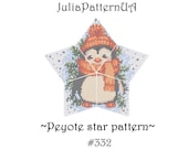 Penguin Peyote star pattern PDF Christmas ornament 3D Beaded star pattern DIY Warped square pattern Puffy star Seed bead patterns
