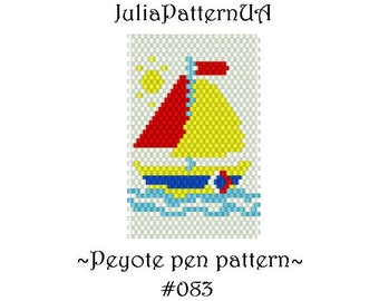 Sailboat Peyote pen wrap patterns PDF Ship Beaded pen cover patterns for G2 pilot DIY Seed bead patterns