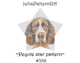 English springer spaniel 3D Peyote star pattern PDF Dog Beaded star pattern DIY Warped square pattern Puffy star Seed bead patterns