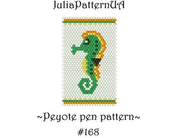 Seahorse Peyote pen cover patterns PDF Sea animal Beaded pen wrap patterns for G2 pilot DIY Seed bead patterns Odd count peyote pattern