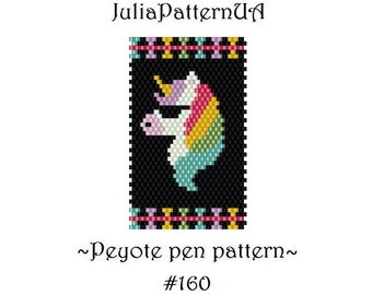 Unicorn rainbow Peyote pen wrap patterns LGBT Beaded pen cover patterns for G2 pilot DIY Seed bead patterns