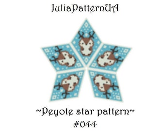Deer 3D peyote star pattern Peyote beading patterns Beaded star patterns Miyuki delica beads 11 Seed bead patterns Christmas ornament